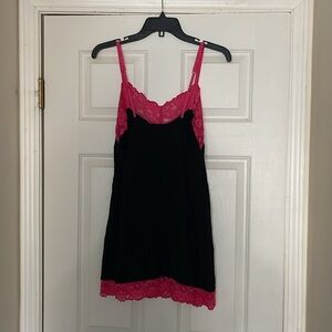 Josie by Natori - Black and Pink Essential Chamise - S